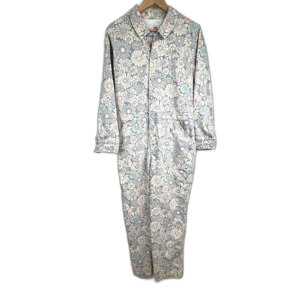LEE x Free People Floral Union Alls Coveralls Jumpsuit L Workwear Boho Utility - Picture 3 of 14
